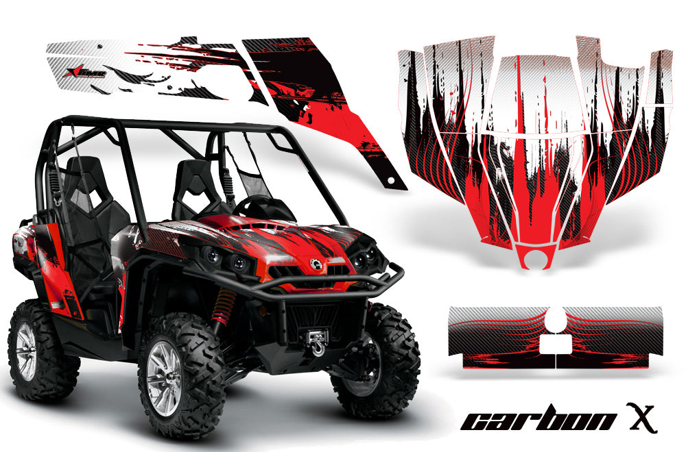 UTV Graphics Kit SXS Decal Sticker Wrap For Can-Am Commander 800 1000 CARBONX RED-atv motorcycle utv parts accessories gear helmets jackets gloves pantsAll Terrain Depot