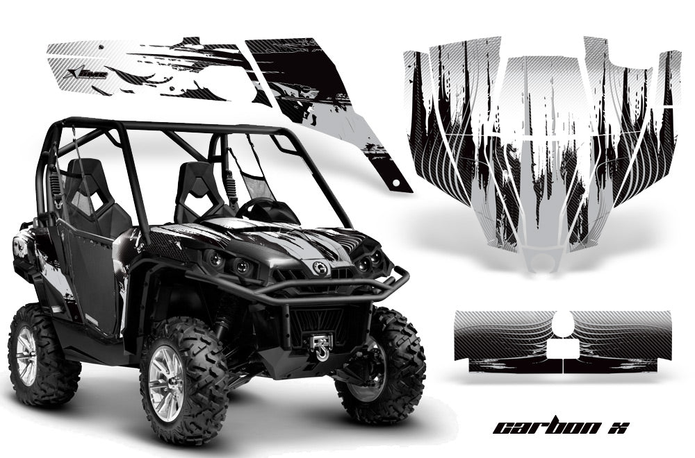 UTV Graphics Kit SXS Decal Sticker Wrap For Can-Am Commander 800 1000 CARBONX SILVER-atv motorcycle utv parts accessories gear helmets jackets gloves pantsAll Terrain Depot