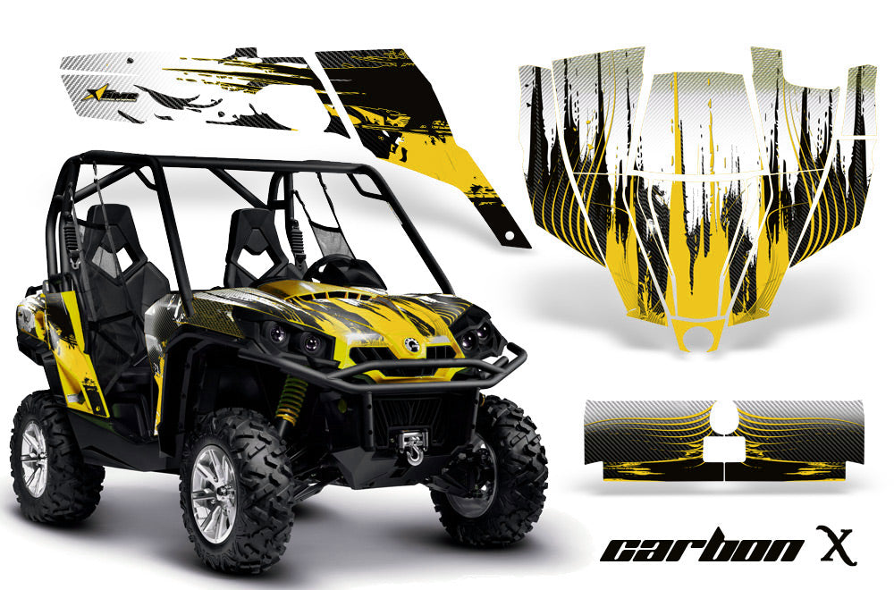 UTV Graphics Kit SXS Decal Sticker Wrap For Can-Am Commander 800 1000 CARBONX YELLOW-atv motorcycle utv parts accessories gear helmets jackets gloves pantsAll Terrain Depot