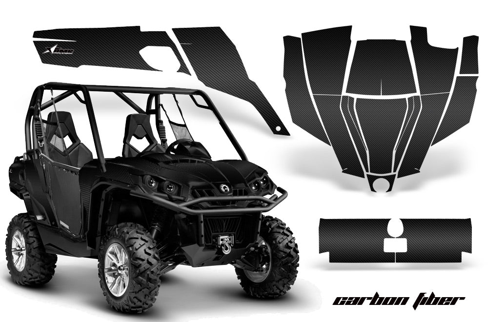UTV Graphics Kit SXS Decal Sticker Wrap For Can-Am Commander 800 1000 CARBON FIBER BLACK-atv motorcycle utv parts accessories gear helmets jackets gloves pantsAll Terrain Depot