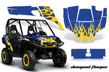 Load image into Gallery viewer, UTV Graphics Kit SXS Decal Sticker Wrap For Can-Am Commander 800 1000 DIAMOND FLAMES YELLOW BLUE-atv motorcycle utv parts accessories gear helmets jackets gloves pantsAll Terrain Depot