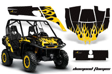 Load image into Gallery viewer, UTV Graphics Kit SXS Decal Sticker Wrap For Can-Am Commander 800 1000 DIAMOND FLAMES YELLOW BLACK-atv motorcycle utv parts accessories gear helmets jackets gloves pantsAll Terrain Depot