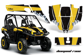 UTV Graphics Kit SXS Decal Sticker Wrap For Can-Am Commander 800 1000 DIAMOND RACE YELLOW BLACK-atv motorcycle utv parts accessories gear helmets jackets gloves pantsAll Terrain Depot
