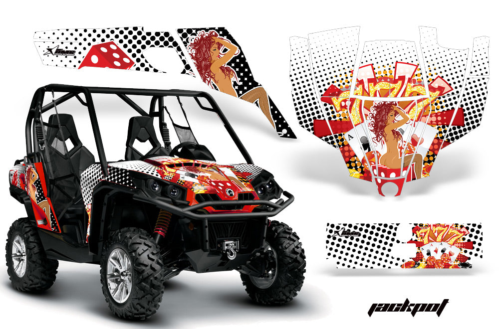 UTV Graphics Kit SXS Decal Sticker Wrap For Can-Am Commander 800 1000 JACKPOT WHITE-atv motorcycle utv parts accessories gear helmets jackets gloves pantsAll Terrain Depot