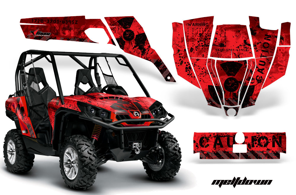 UTV Graphics Kit SXS Decal Sticker Wrap For Can-Am Commander 800 1000 MELTDOWN BLACK RED-atv motorcycle utv parts accessories gear helmets jackets gloves pantsAll Terrain Depot