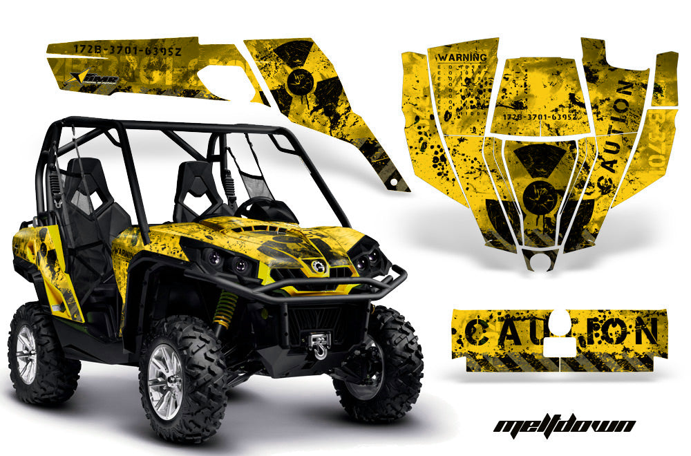 UTV Graphics Kit SXS Decal Sticker Wrap For Can-Am Commander 800 1000 MELTDOWN BLACK YELLOW-atv motorcycle utv parts accessories gear helmets jackets gloves pantsAll Terrain Depot