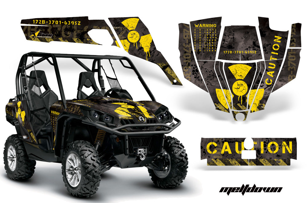 UTV Graphics Kit SXS Decal Sticker Wrap For Can-Am Commander 800 1000 MELTDOWN YELLOW BLACK-atv motorcycle utv parts accessories gear helmets jackets gloves pantsAll Terrain Depot