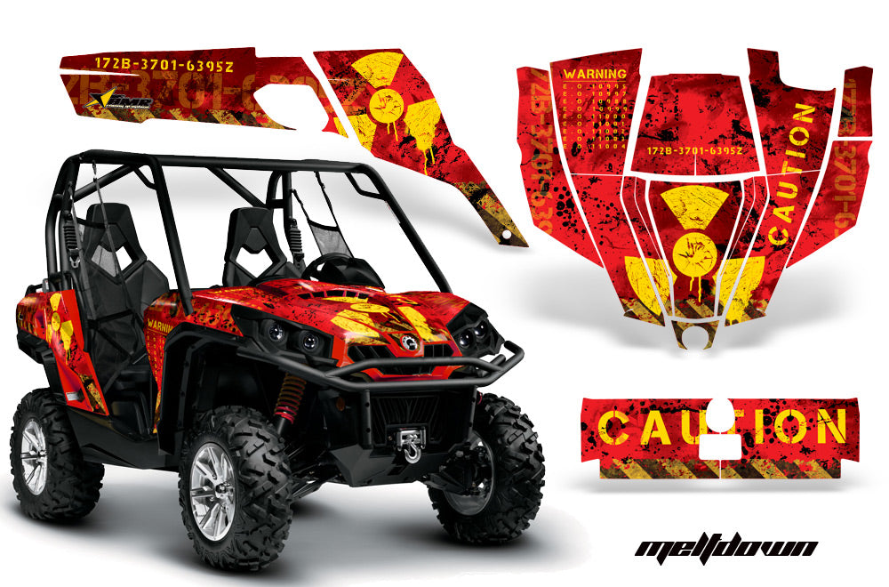 UTV Graphics Kit SXS Decal Sticker Wrap For Can-Am Commander 800 1000 MELTDOWN YELLOW RED-atv motorcycle utv parts accessories gear helmets jackets gloves pantsAll Terrain Depot