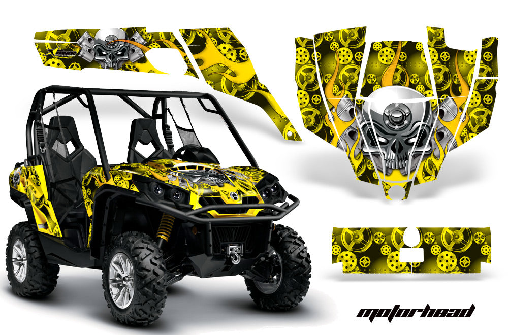 UTV Graphics Kit SXS Decal Sticker Wrap For Can-Am Commander 800 1000 MOTORHEAD YELLOW-atv motorcycle utv parts accessories gear helmets jackets gloves pantsAll Terrain Depot