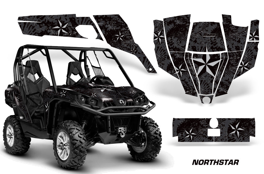 UTV Graphics Kit SXS Decal Sticker Wrap For Can-Am Commander 800 1000 NORTHSTAR SILVER BLACK-atv motorcycle utv parts accessories gear helmets jackets gloves pantsAll Terrain Depot
