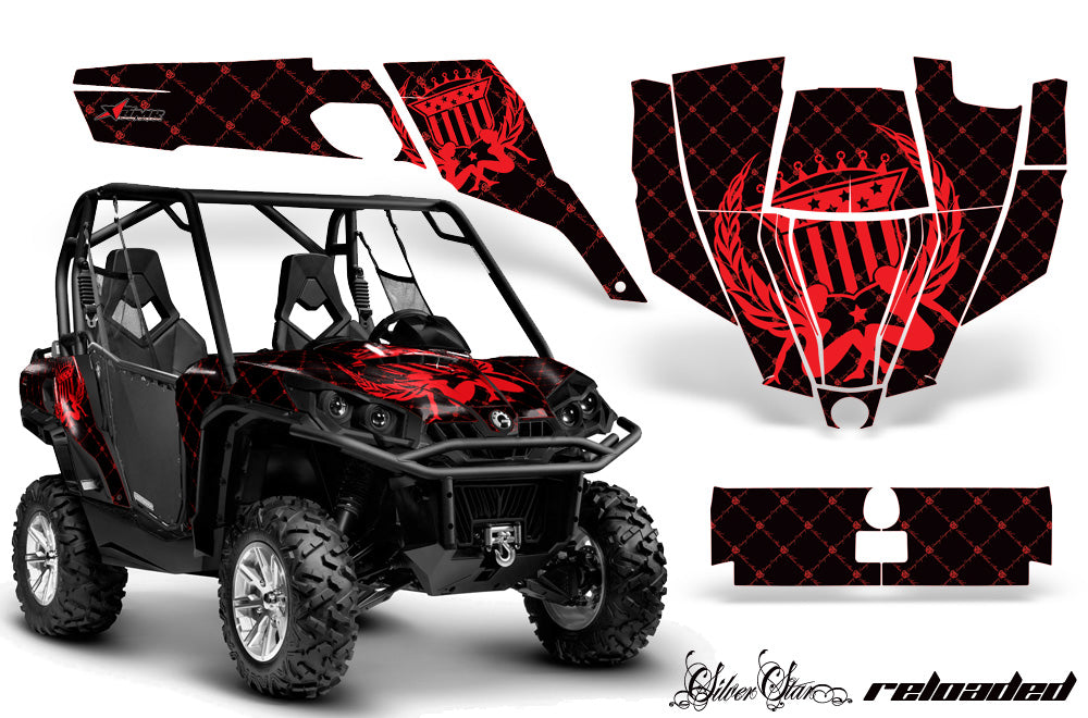 UTV Graphics Kit SXS Decal Sticker Wrap For Can-Am Commander 800 1000 RELOADED RED BLACK-atv motorcycle utv parts accessories gear helmets jackets gloves pantsAll Terrain Depot