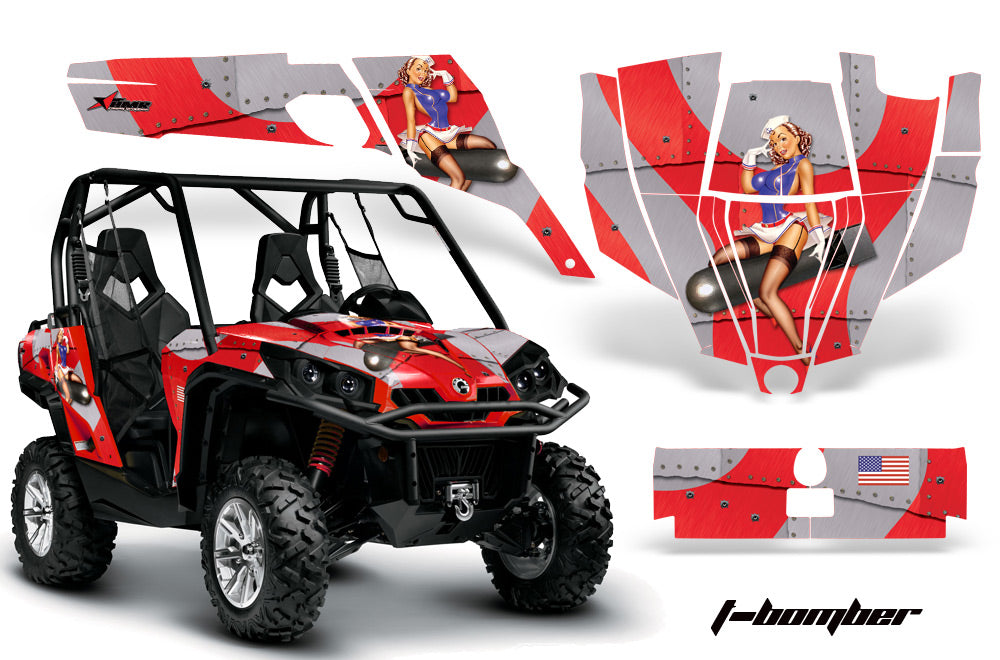 UTV Graphics Kit SXS Decal Sticker Wrap For Can-Am Commander 800 1000 TBOMBER RED-atv motorcycle utv parts accessories gear helmets jackets gloves pantsAll Terrain Depot