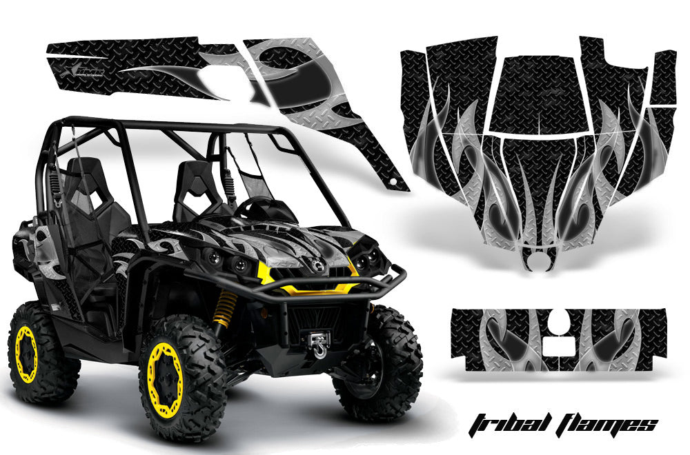 UTV Graphics Kit SXS Decal Sticker Wrap For Can-Am Commander 800 1000 TRIBAL BLACK-atv motorcycle utv parts accessories gear helmets jackets gloves pantsAll Terrain Depot