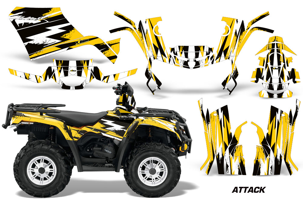 ATV Graphics Kit Decal Sticker Wrap For Can-Am Outlander 400 2009-2014 ATTACK YELLOW-atv motorcycle utv parts accessories gear helmets jackets gloves pantsAll Terrain Depot