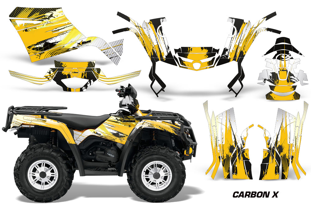 ATV Graphics Kit Decal Sticker Wrap For Can-Am Outlander 400 2009-2014 CARBONX YELLOW-atv motorcycle utv parts accessories gear helmets jackets gloves pantsAll Terrain Depot