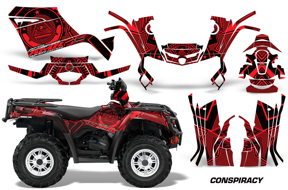 ATV Graphics Kit Decal Sticker Wrap For Can-Am Outlander 400 2009-2014 CONSPIRACY RED-atv motorcycle utv parts accessories gear helmets jackets gloves pantsAll Terrain Depot