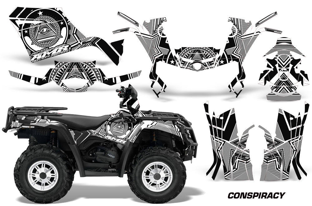 ATV Graphics Kit Decal Sticker Wrap For Can-Am Outlander 400 2009-2014 CONSPIRACY WHITE-atv motorcycle utv parts accessories gear helmets jackets gloves pantsAll Terrain Depot