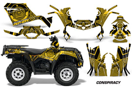 ATV Graphics Kit Decal Sticker Wrap For Can-Am Outlander 400 2009-2014 CONSPIRACY YELLOW-atv motorcycle utv parts accessories gear helmets jackets gloves pantsAll Terrain Depot