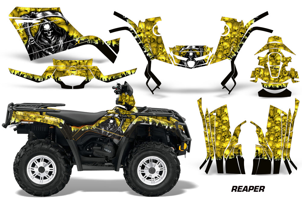 ATV Graphics Kit Decal Sticker Wrap For Can-Am Outlander 400 2009-2014 REAPER YELLOW-atv motorcycle utv parts accessories gear helmets jackets gloves pantsAll Terrain Depot
