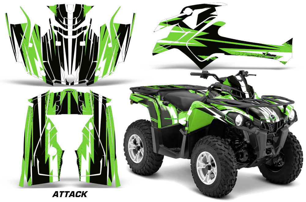 ATV Graphics Kit Decal Sticker Wrap For Can-Am Outlander-L 2014-2015 ATTACK GREEN-atv motorcycle utv parts accessories gear helmets jackets gloves pantsAll Terrain Depot