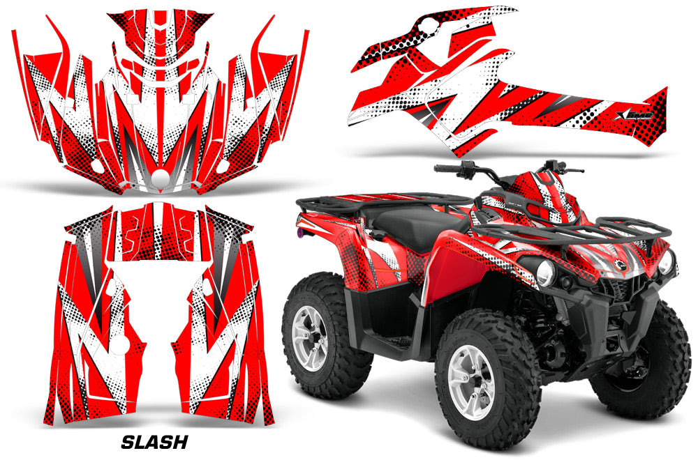 ATV Graphics Kit Decal Sticker Wrap For Can-Am Outlander-L 2014-2015 SLASH WHITE RED-atv motorcycle utv parts accessories gear helmets jackets gloves pantsAll Terrain Depot
