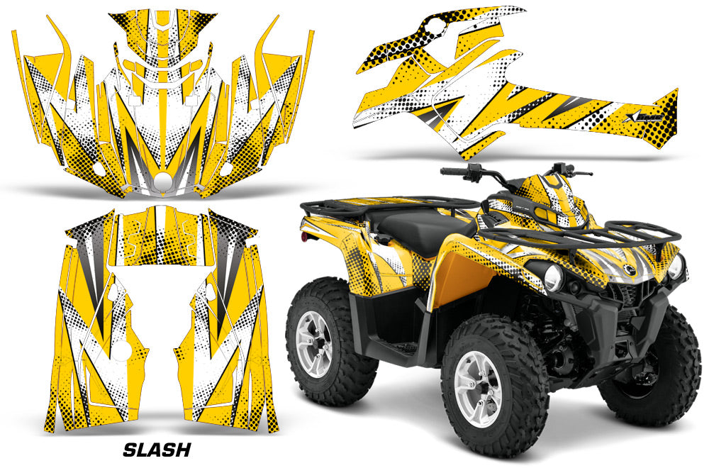 ATV Graphics Kit Decal Sticker Wrap For Can-Am Outlander-L 2014-2015 SLASH WHITE YELLOW-atv motorcycle utv parts accessories gear helmets jackets gloves pantsAll Terrain Depot