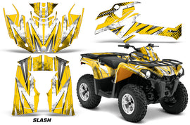 ATV Graphics Kit Decal Sticker Wrap For Can-Am Outlander-L 2014-2015 SLASH WHITE YELLOW-atv motorcycle utv parts accessories gear helmets jackets gloves pantsAll Terrain Depot