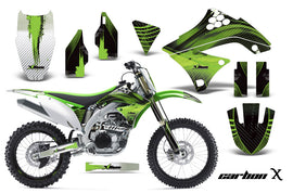 Dirt Bike Decal Graphics Kit Sticker Wrap For Kawasaki KXF450 2009-2011 CARBONX GREEN-atv motorcycle utv parts accessories gear helmets jackets gloves pantsAll Terrain Depot