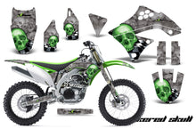 Load image into Gallery viewer, Dirt Bike Decal Graphics Kit Sticker Wrap For Kawasaki KXF450 2009-2011 CHECKERED GREEN SILVER-atv motorcycle utv parts accessories gear helmets jackets gloves pantsAll Terrain Depot