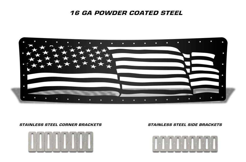 1 Piece Steel Grille for Ford F150 Lariat 2009-2012 - AMERICAN FLAG WAVE-atv motorcycle utv parts accessories gear helmets jackets gloves pantsAll Terrain Depot
