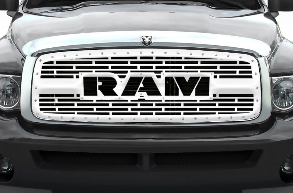 1 Piece Steel Grille for Dodge Ram 1500/2500/3500 2002-2005 - RAM with STEEL FINISH-atv motorcycle utv parts accessories gear helmets jackets gloves pantsAll Terrain Depot