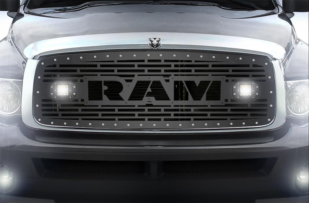 1 Piece Steel Grille for Dodge Ram 1500/2500/3500 2002-2005 - RAM + LED Light Pods-atv motorcycle utv parts accessories gear helmets jackets gloves pantsAll Terrain Depot