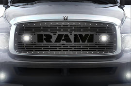 1 Piece Steel Grille for Dodge Ram 1500/2500/3500 2002-2005 - RAM + LED Light Pods-atv motorcycle utv parts accessories gear helmets jackets gloves pantsAll Terrain Depot
