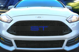 1 Piece Steel Main + Bumper Grilles for Ford Focus 2015-2018 - ST w/ Blue Underlay-atv motorcycle utv parts accessories gear helmets jackets gloves pantsAll Terrain Depot