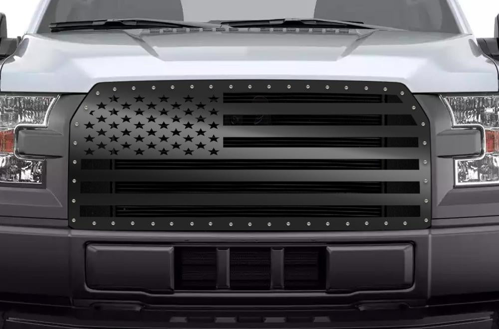 1 Piece Steel Grille for Ford F150 2015-2017 - AMERICAN FLAG SOLID-atv motorcycle utv parts accessories gear helmets jackets gloves pantsAll Terrain Depot