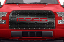 Load image into Gallery viewer, 1 Piece Steel Grille for Ford F150 2015-2017 - FORD with RED ACRYLIC UNDERLAY-atv motorcycle utv parts accessories gear helmets jackets gloves pantsAll Terrain Depot