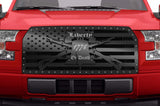 1 Piece Steel Grille for Ford F150 2015-2017 - AMERICAN FLAG with STAINLESS STEEL 1776 UNDERLAY