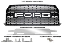 Load image into Gallery viewer, 1 Piece Steel Grille for Ford F150 2015-2017 - FORD WITH STAINLESS STEEL UNDERLAY-atv motorcycle utv parts accessories gear helmets jackets gloves pantsAll Terrain Depot