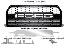 1 Piece Steel Grille for Ford F150 2015-2017 - FORD WITH STAINLESS STEEL UNDERLAY-atv motorcycle utv parts accessories gear helmets jackets gloves pantsAll Terrain Depot
