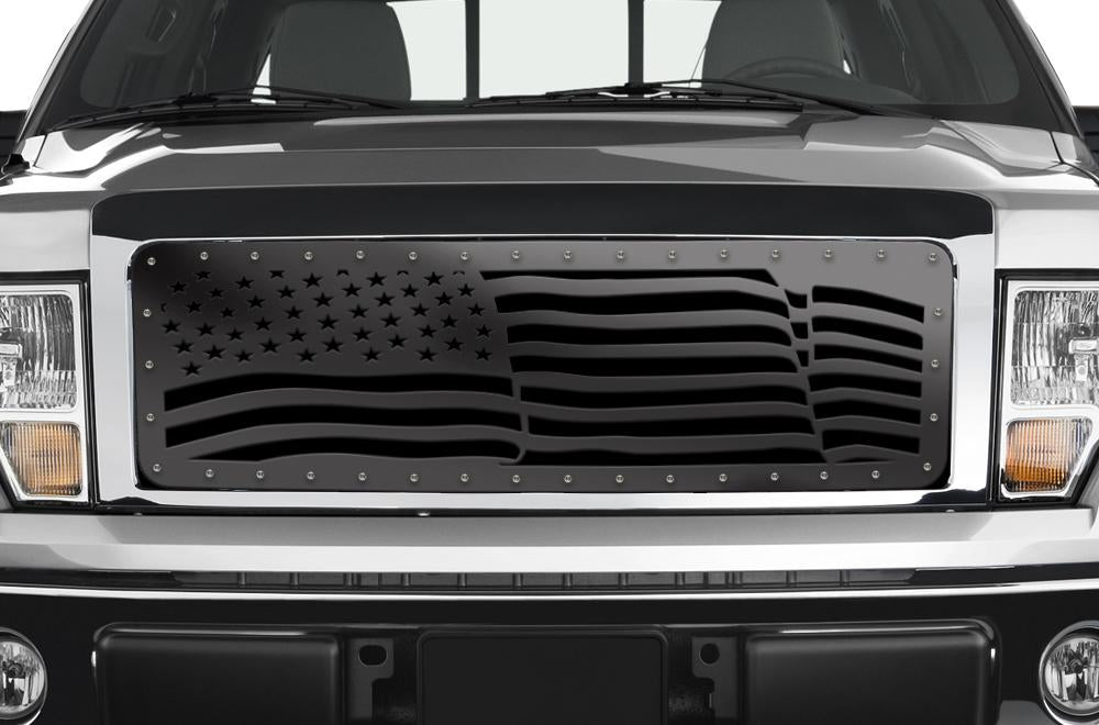 1 Piece Steel Grille for Ford F150 2009-2014 - AMERICAN FLAG-atv motorcycle utv parts accessories gear helmets jackets gloves pantsAll Terrain Depot