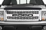 1 Piece Steel Grille for Ford F150 2009-2014 - FORD with STEEL FINISH