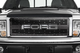 1 Piece Steel Grille for Ford F150 2009-2014 - FORD with STAINLESS STEEL UNDERLAY