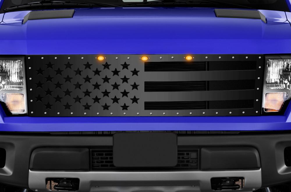 1 Piece Steel Grille for Ford Raptor SVT 2010-2014 - AMERICA FLAG SOLID-atv motorcycle utv parts accessories gear helmets jackets gloves pantsAll Terrain Depot