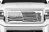 1 Piece Steel Grille for GMC Sierra & Sierra Denali 2014-2015 - AMERICAN FLAG WAVE w/ STEEL FINISH