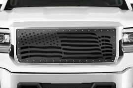 1 Piece Steel Grille for GMC Sierra & Sierra Denali 2014-2015 - AMERICAN FLAG WAVE-atv motorcycle utv parts accessories gear helmets jackets gloves pantsAll Terrain Depot