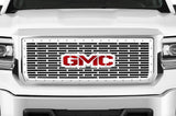1 Piece Steel Grille for GMC Sierra & Sierra Denali 2014-2015 - GMC w/ RED ACRYLIC UNDERALY and STAINLESS STEEL OVERLAY Steel Finish