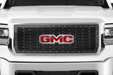 1 Piece Steel Grille for GMC Sierra & Sierra Denali 2014-2015 - GMC w/ RED ACRYLIC UNDERALY and STAINLESS STEEL OVERLAY