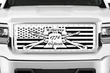 1 Piece Steel Grille for GMC Sierra & Sierra Denali 2014-2015 - LIBERTY OR DEATH w/ STEEL FINISH
