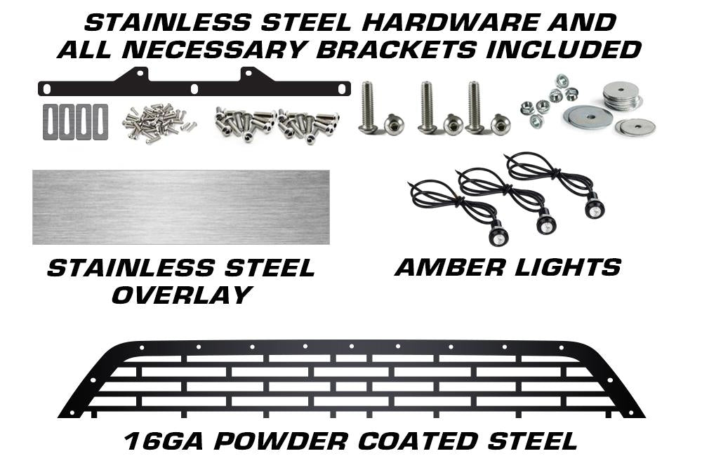 1 Piece Steel Grille for Toyota Tacoma 2016-2017 - HAWAII w/ STAINLESS STEEL and 3 AMBER RAPTOR LIGHTS-atv motorcycle utv parts accessories gear helmets jackets gloves pantsAll Terrain Depot