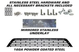 1 Piece Steel Main + Bumper Grilles for Ford Focus 2015-2018 - ST w/ Mirrored Steel Underlay-atv motorcycle utv parts accessories gear helmets jackets gloves pantsAll Terrain Depot